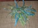 Blue and green hair tie