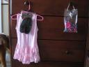 Plastic bag shoes and hair accessories