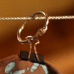 Curtains and unique clips in a craft room
