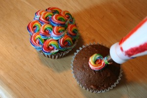 colorful swirled cupcakes