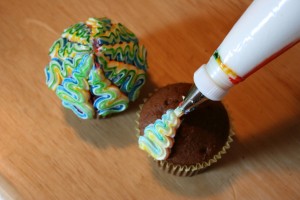 colorful swirled cupcakes