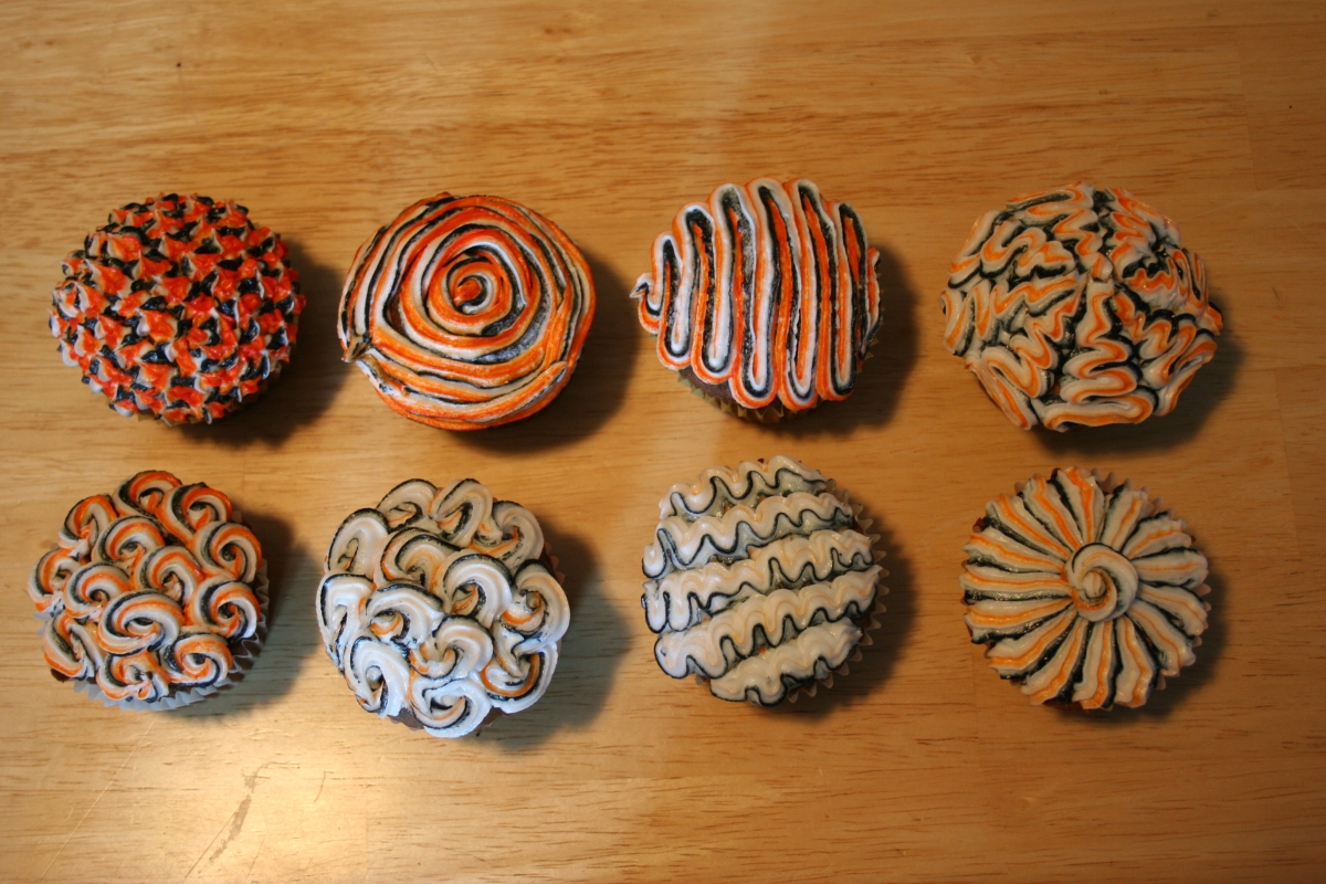 colorful swirled cupcakes