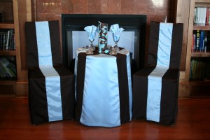 bridesmaid dress chair covers and table cloth