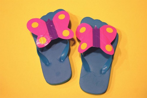 duct tape decorated flip flops