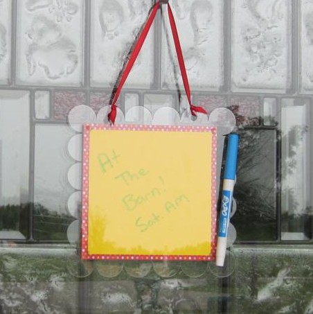 Dry erase board from acrylic scrapbook page
