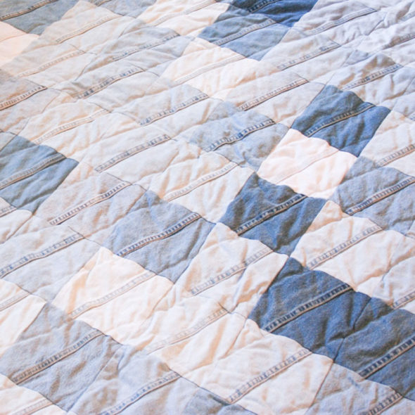 Make a patchwork denim quilt from upcycled jeans