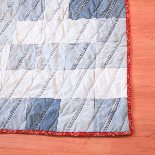 Make a patchwork denim quilt from upcycled jeans