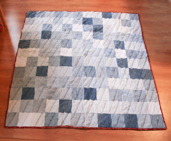 Make a patchwork denim quilt from upcycled jeans