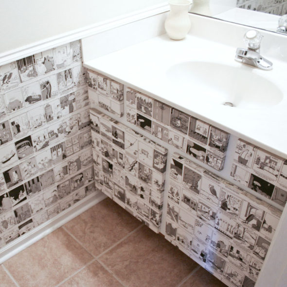 Recycle daily calendars to wallpaper a small space