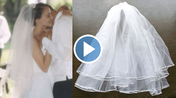 2T White Elbow Length Rattail Edge Center Gathered Bridal Wedding Veil 