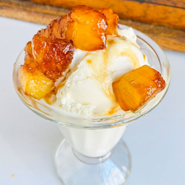 caramelized pineapple recipe served over ice cream