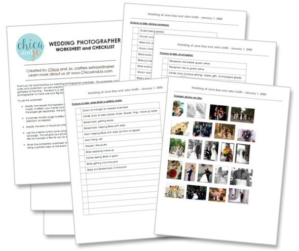 wedding photographer checklist and worksheet printable