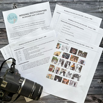 Wedding Photographer Worksheet and Checklist