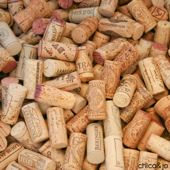 Recycled wine cork covered picnic basket