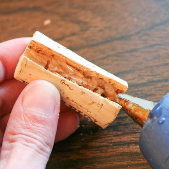 Recycled wine cork covered picnic basket