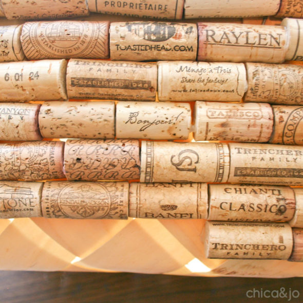 Recycled wine cork covered picnic basket