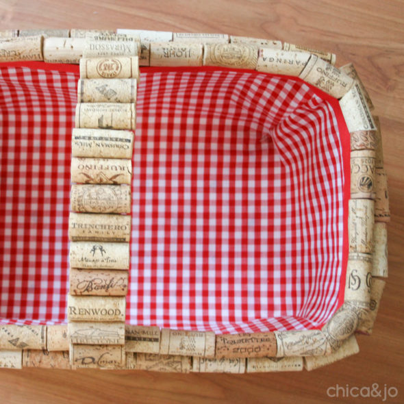 Recycled wine cork covered picnic basket