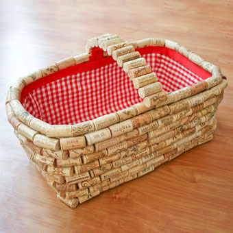 Recycled Wine Cork Covered Picnic Basket