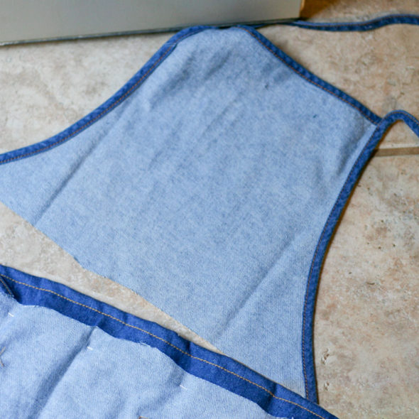 Apron pockets made from old jeans