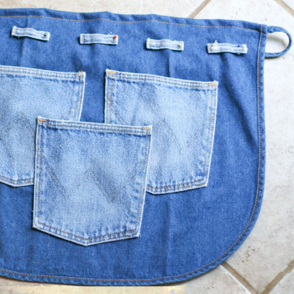 Apron pockets made from old jeans