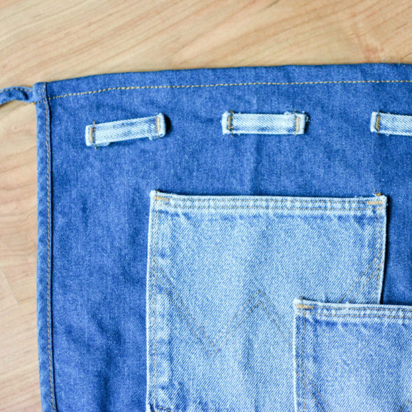 Apron pockets made from old jeans