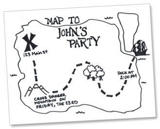 make a pirate map party invitation - sample map