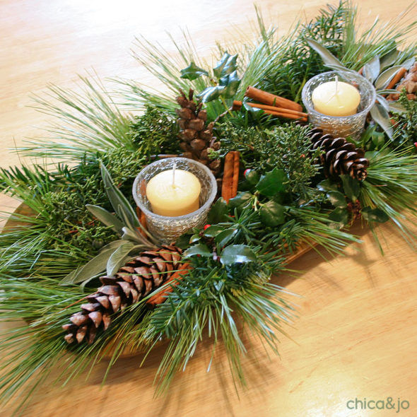 Create a natural centerpiece for fall or winter