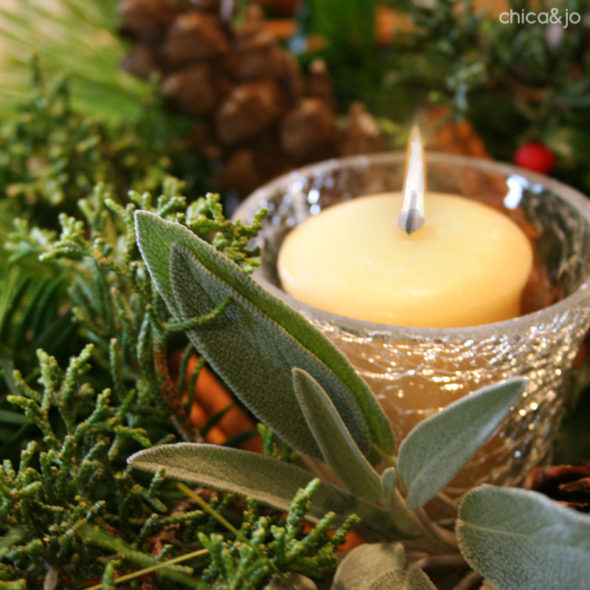 Create a natural centerpiece for fall or winter