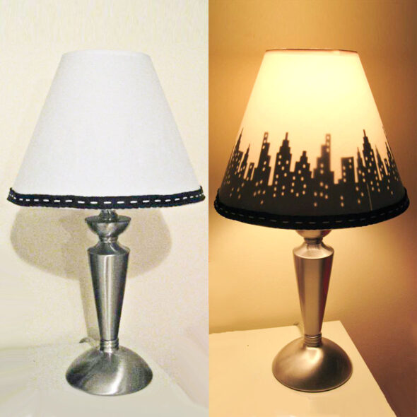 DIY Cityscape Silhouette Lamp Shade