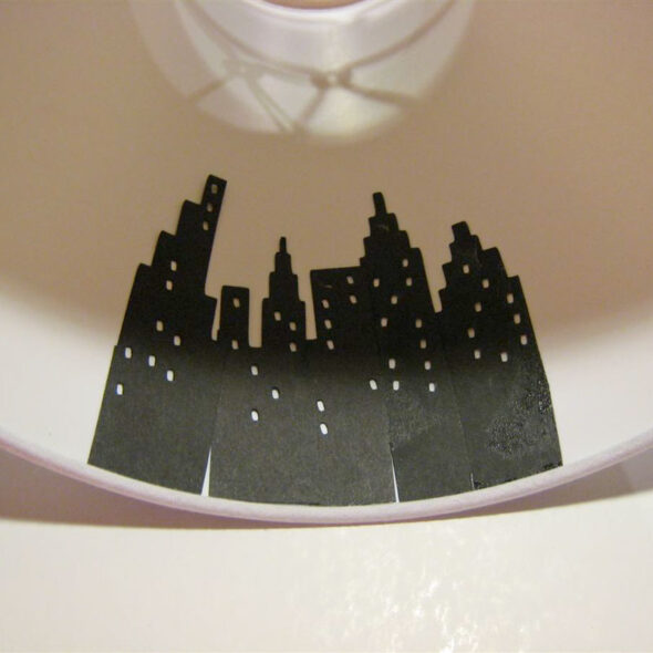 DIY cityscape silhouette lamp shade