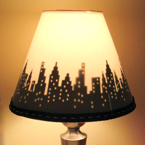 DIY cityscape silhouette lamp shade