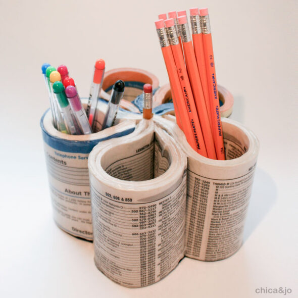 Recycle a Phone Book into a Pen Organizer