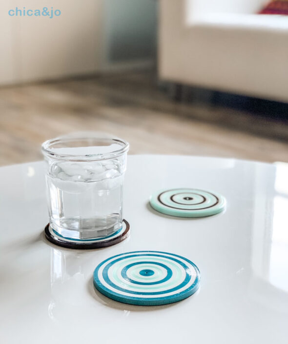 Make coasters from curling ribbon