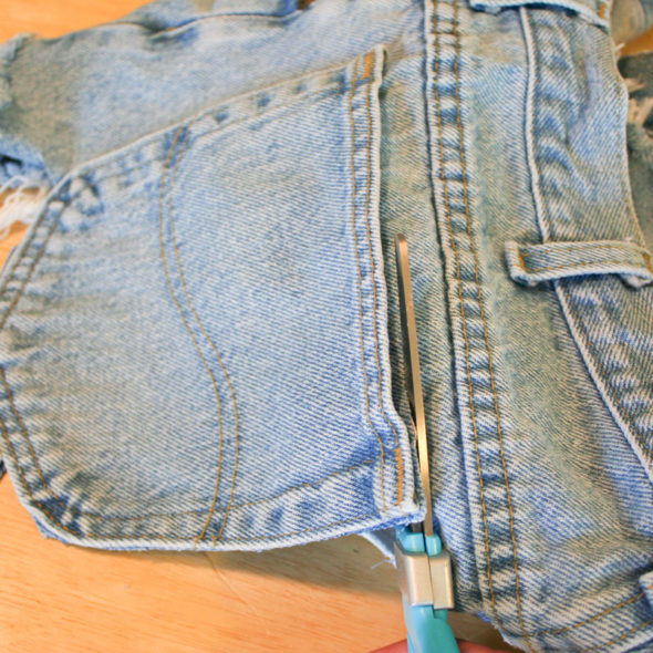 DIY bean bag toss game with denim pockets