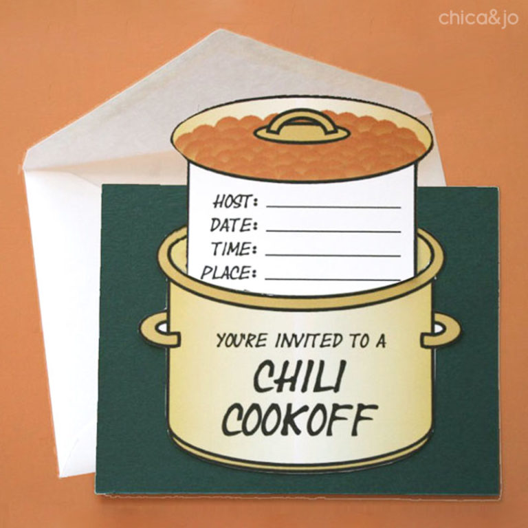 Chili cookoff party invitations Chica and Jo