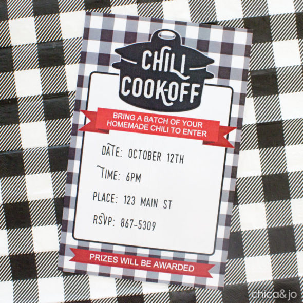Chili cook-off party invitations