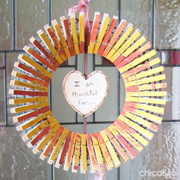 Thanksgiving clothespin wreath