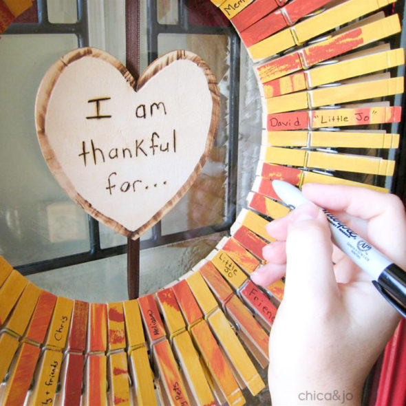 Thanksgiving clothespin wreath