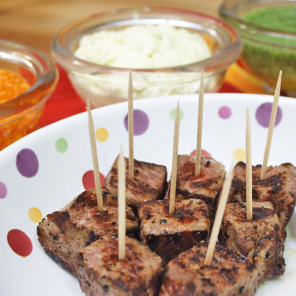 Beef Bites with Three Dipping Sauces