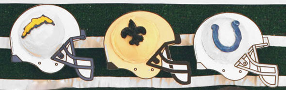 Super Bowl cupcakes with football helmet Cupcake Collars