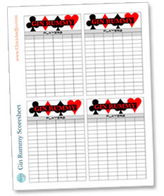 Printable Gin Rummy score sheet | Chica and Jo