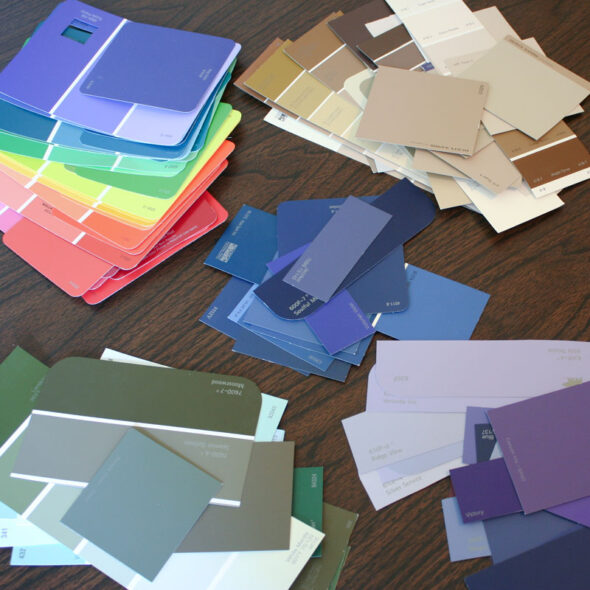 Paint chip mosaic greeting cards