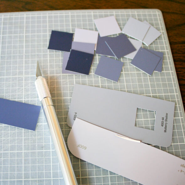 Paint chip mosaic greeting cards