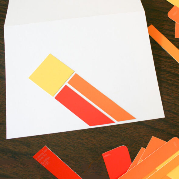 Paint chip mosaic greeting cards