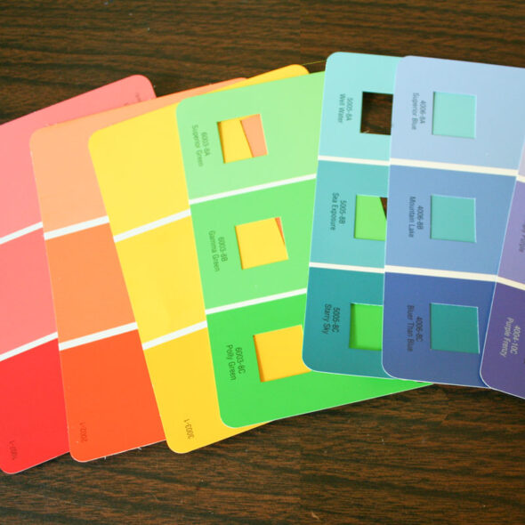 Paint chip mosaic greeting cards