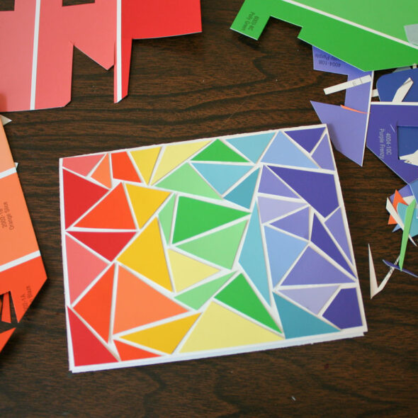 Paint chip mosaic greeting cards