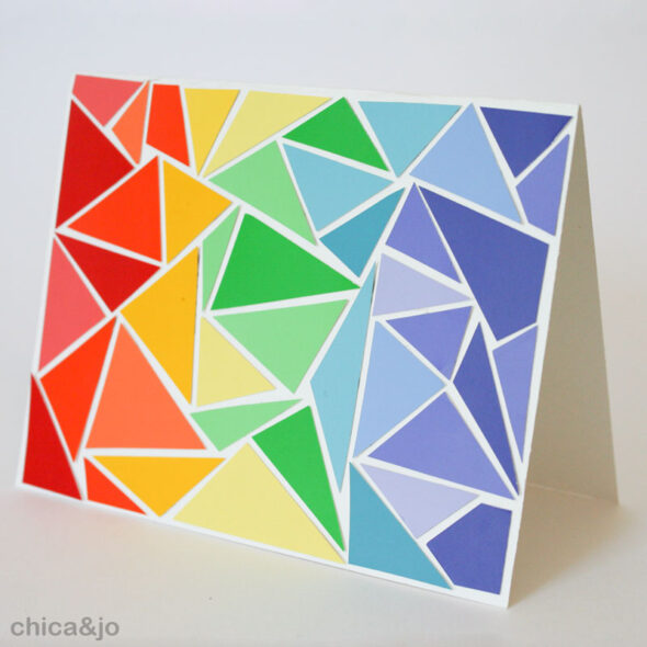 Paint chip mosaic greeting cards