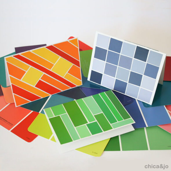 Paint chip mosaic greeting cards