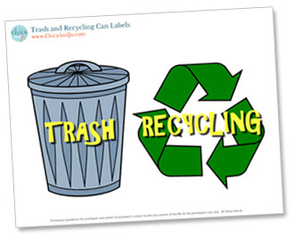 free printable labels for trash and recycling cans