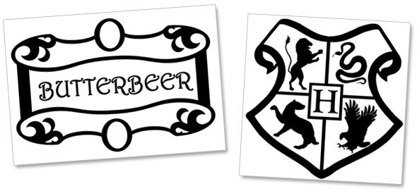 butterbeer and hogwarts crest stencils